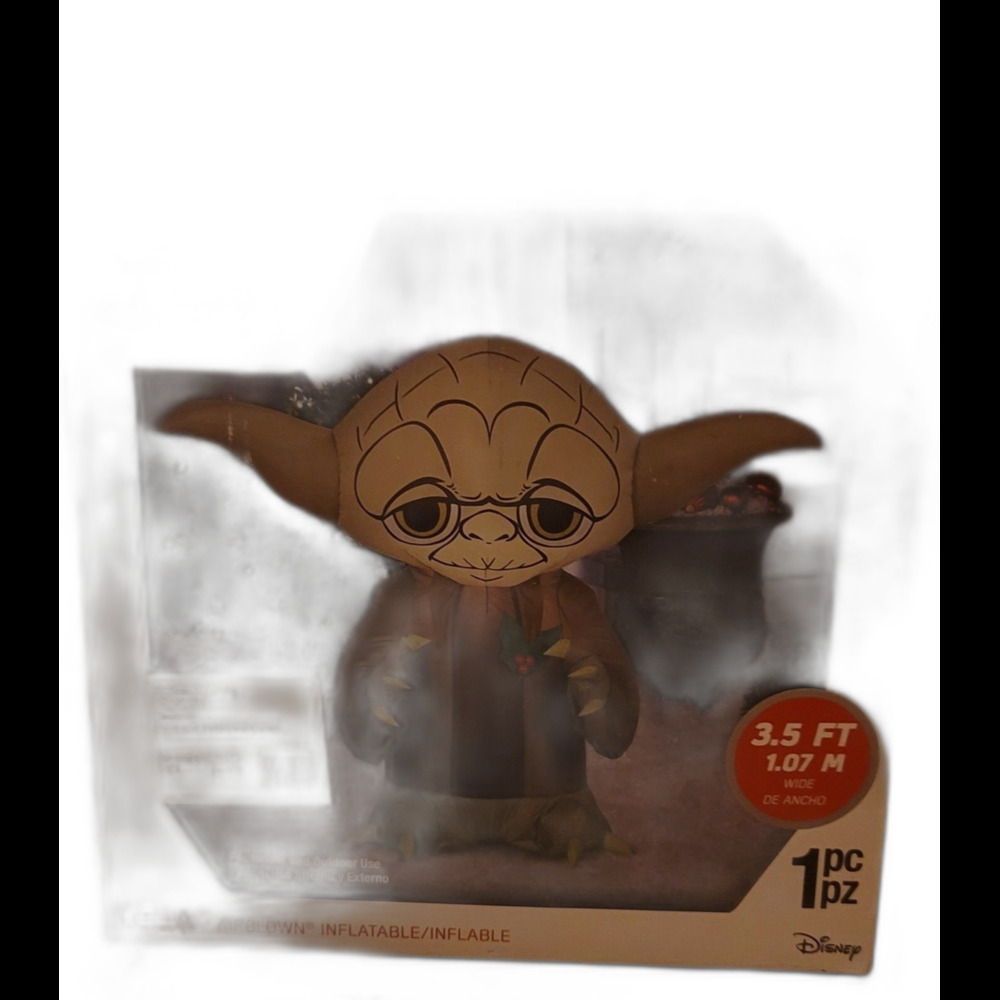 Christmas Decoration Yoda With Holly Berry And Stakes 3 ft. Inflatable LED Light